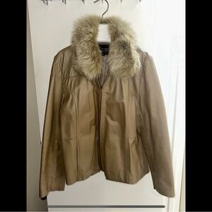 Vintage Fur Collar Leather Jacket
